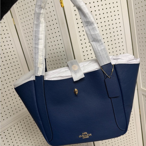 Coach Hadley Turnlock Tote Handbag Deep Blue Outlet Office Everyday Bag NWT - Picture 8 of 11